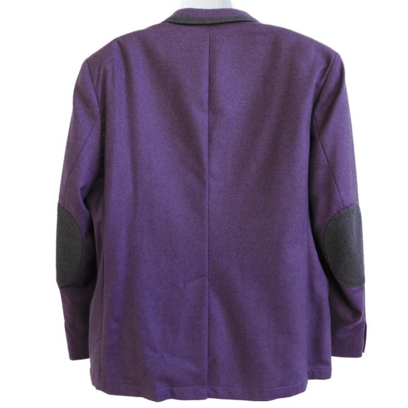 Loro Piana Purple Blazer New Zealand Merino Wool Gray Elbow Patches Trim 44R - Picture 3 of 9